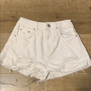 Topshop Moto Mom White Denim Shorts